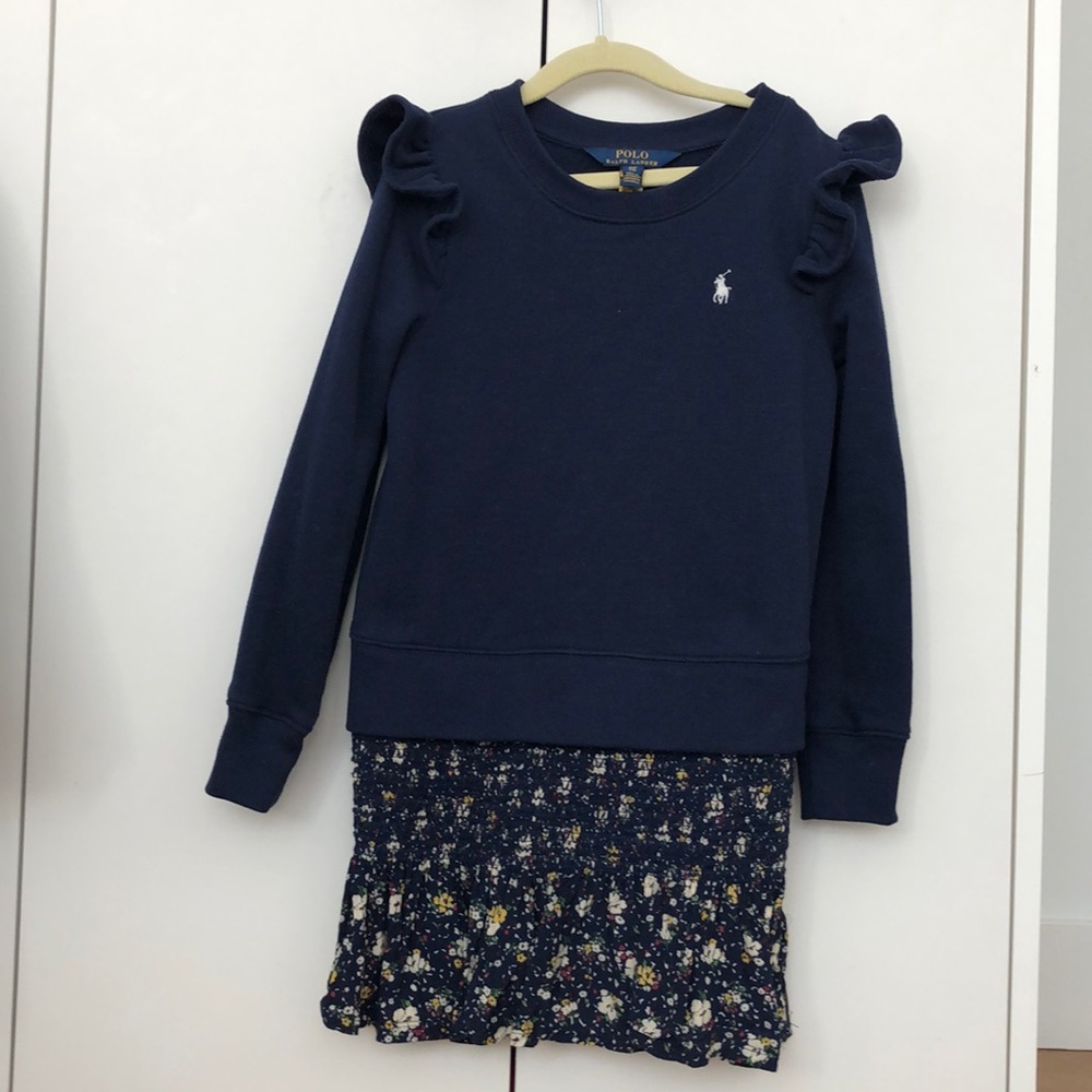 Ralph Lauren girls sweater dress smocked skirt size small/7